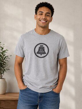 Red Canoe Bell Canada Graphic T-Shirt Men's Medium Made in Canada Gray Tee